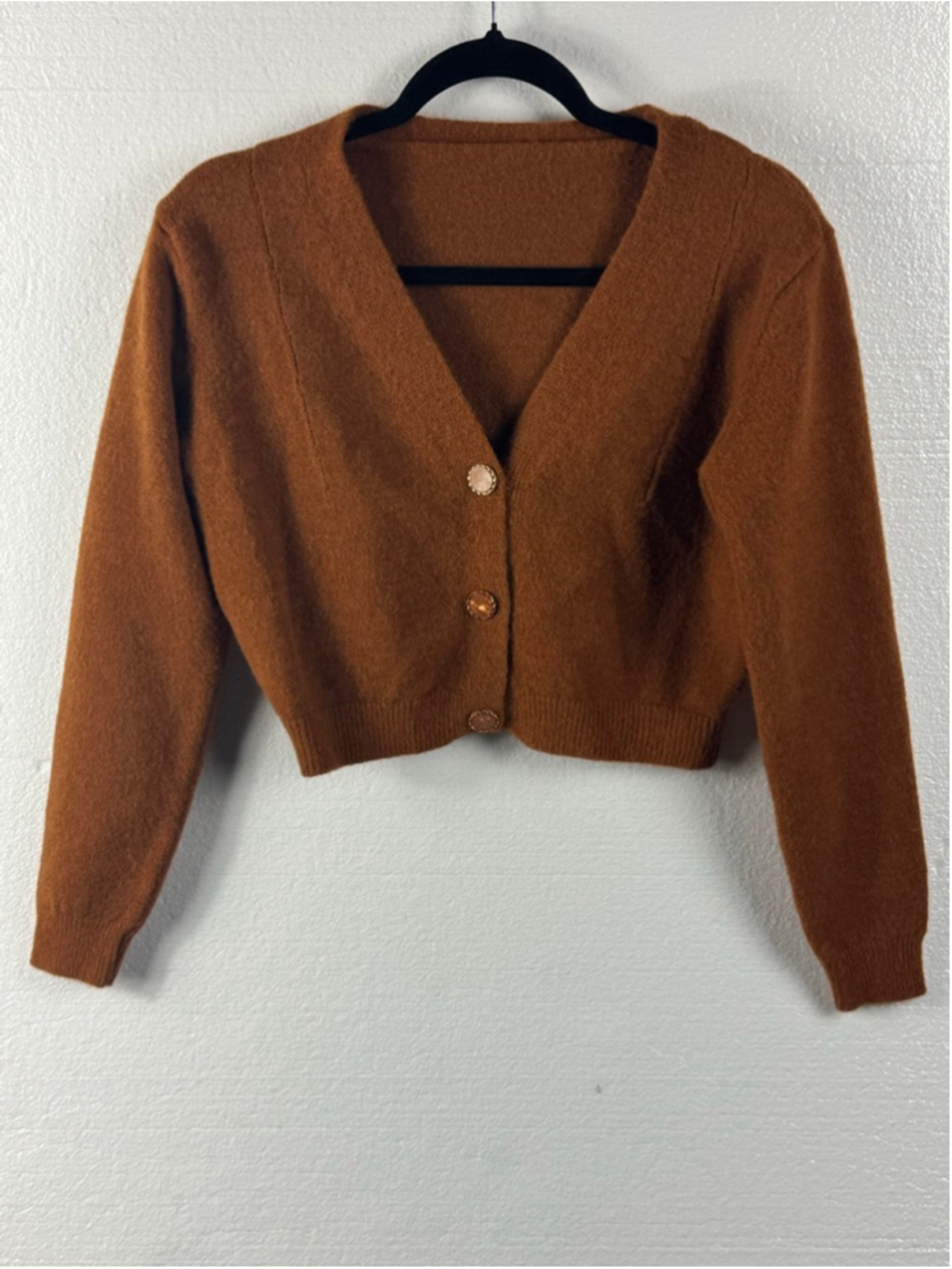 J.ING V-Neck Longsleeve y2k Rust Cropped Cardigan S